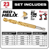 Milwaukee SHOCKWAVE Impact Duty RED HELIX Titanium Drill Bit Set, 23-Piece (1/16 in.–3/8 in.)
