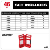 Milwaukee SHOCKWAVE Impact Duty RED HELIX Titanium Drill Bit Set, 46-Piece