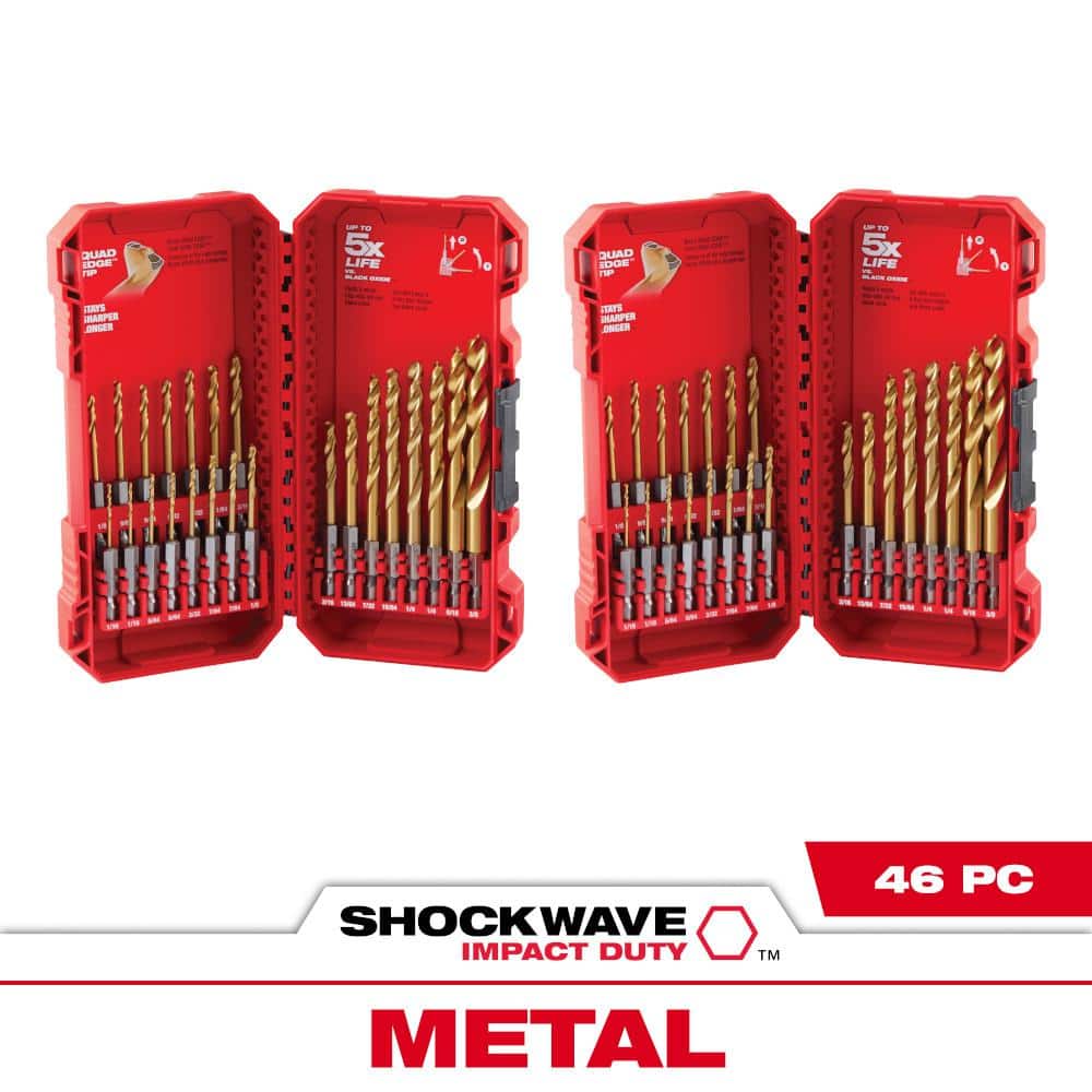 Milwaukee SHOCKWAVE Impact Duty RED HELIX Titanium Drill Bit Set, 46-Piece