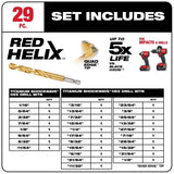 Milwaukee SHOCKWAVE RED HELIX Titanium Drill Bit Set, 29-Piece, 1/4" Hex Shank