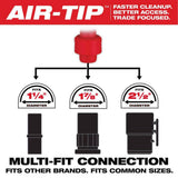 Milwaukee M12 FUEL Cordless 1.6 Gal. Wet/Dry Vacuum with AIR-TIP 1-1/4 in.–2-1/2 in. 3‑Piece Crevice, Nozzle & Brush Kit