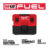 Milwaukee M12 FUEL Cordless 1.6 Gal. Wet/Dry Vacuum with AIR-TIP 1-1/4 in.–2-1/2 in. 3‑Piece Crevice, Nozzle & Brush Kit