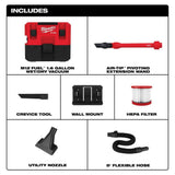Milwaukee M12 FUEL Cordless 1.6 Gal. Wet/Dry Vacuum with AIR-TIP 1-1/4 in.–2-1/2 in. 3‑Piece Crevice, Nozzle & Brush Kit