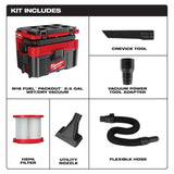 Milwaukee M18 FUEL PACKOUT 18‑Volt Cordless 2.5 Gallon Wet/Dry Vacuum with AIR‑TIP Dust Collector Attachment