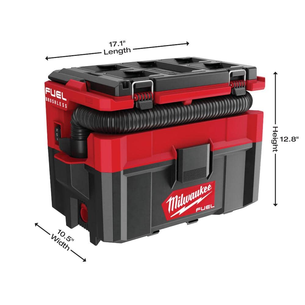 Milwaukee M18 FUEL PACKOUT 18-Volt Cordless 2.5 Gal. Wet/Dry Vacuum + AIR-TIP Conduit Line Puller Kit