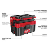Milwaukee M18 FUEL PACKOUT 18-Volt Cordless 2.5 Gal. Wet/Dry Vacuum + AIR-TIP Conduit Line Puller Kit