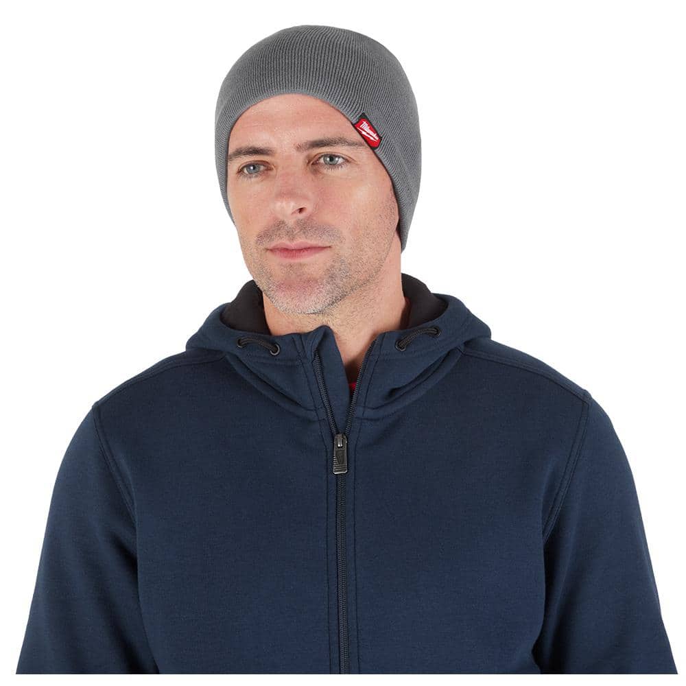 Milwaukee Men's Gray Fleece-Lined Beanie Cap, One Size Fits Most