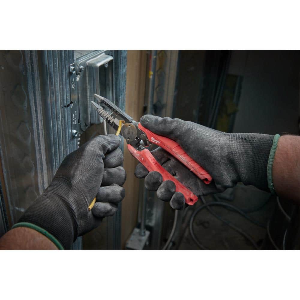 Milwaukee 7.75 in. Electrician’s 6-in-1 Wire Stripper/Cutter Pliers (Model 48-22-3079)
