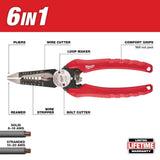 Milwaukee 7.75 in. Electrician’s 6-in-1 Wire Stripper/Cutter Pliers (Model 48-22-3079)