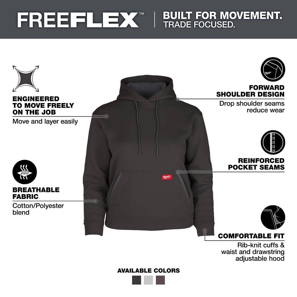 Milwaukee Women's Large Black Midweight Cotton/Polyester Long-Sleeve Pullover Hoodie