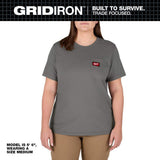 Milwaukee Women’s Large Gray GRIDIRON Short Sleeve Pocket T-Shirt