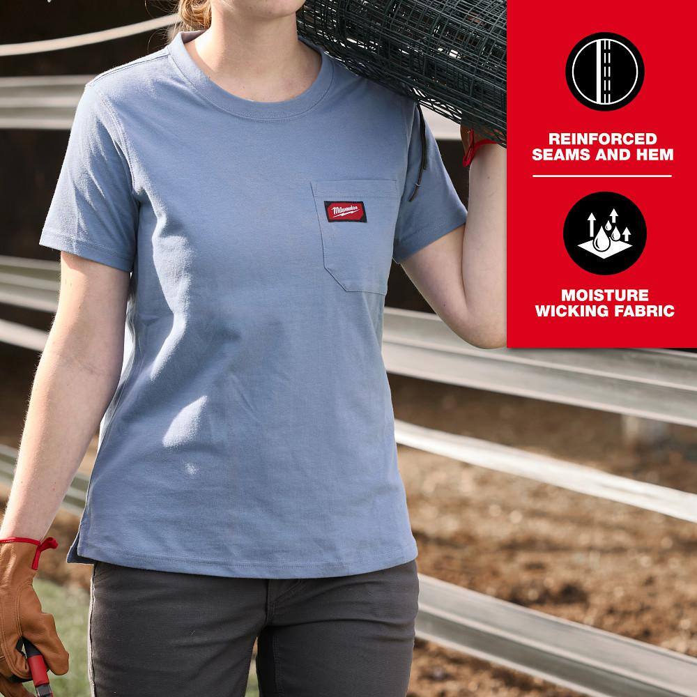 Milwaukee Women’s Large Gray GRIDIRON Short Sleeve Pocket T-Shirt