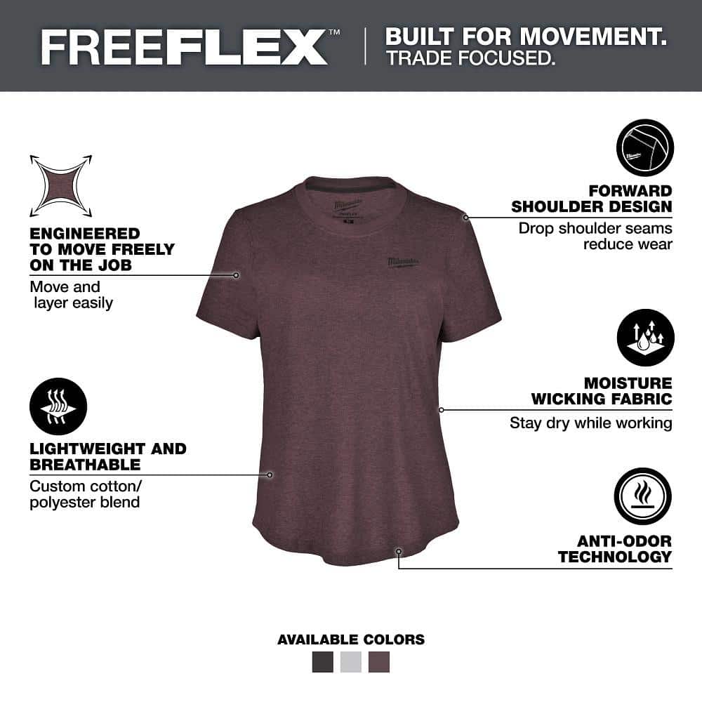 Milwaukee Women’s Large Purple FREEFLEX Short Sleeve Hybrid Work T-Shirt