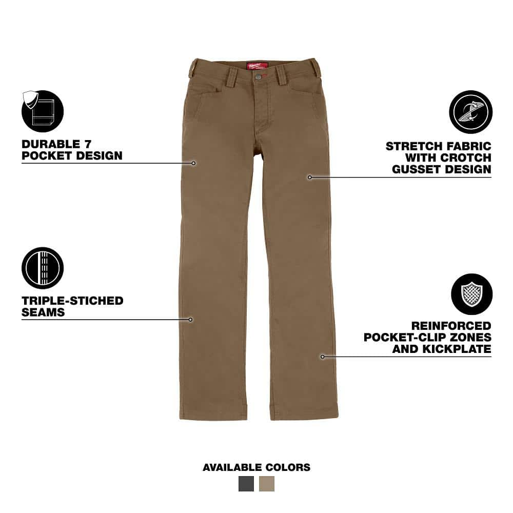 Milwaukee Women's Size 6 Khaki Cotton/Polyester Work Pants with 7 Pockets