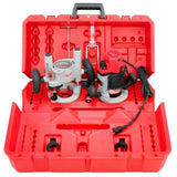 Milwaukee 2-1/4 Max HP EVS Multi-Base Router Kit with Plunge Base & BodyGrip Fixed Base, 8-ft Cord