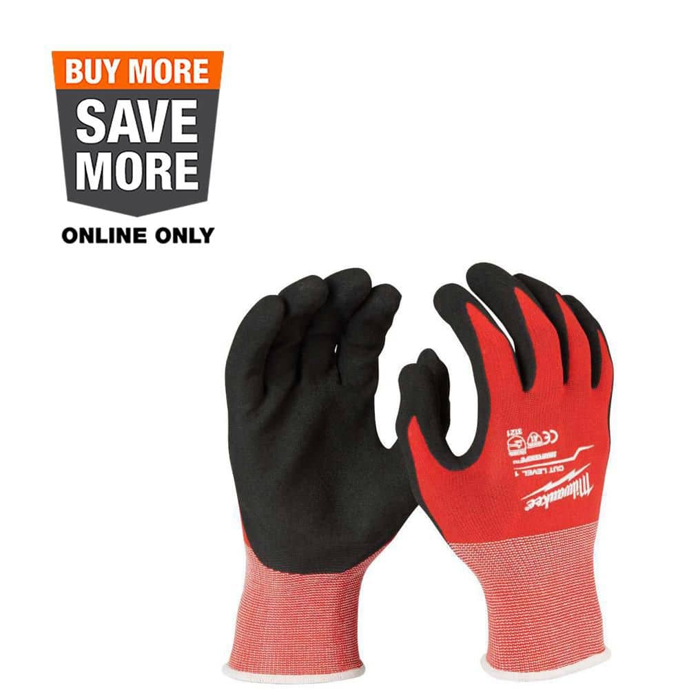 MILWAUKEE Nitrile-Coated Work Gloves, Size S (7) – Red/Black, Sandy Palm Dipped, ANSI Abrasion Level 3