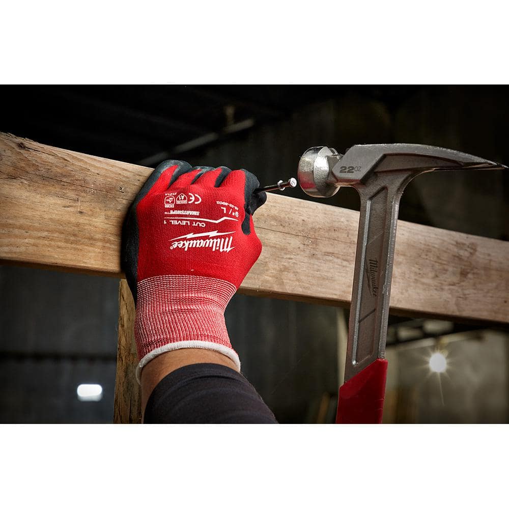 MILWAUKEE Sandy Nitrile Dipped Work Gloves - Medium (Cut Level A1, Red/Black)