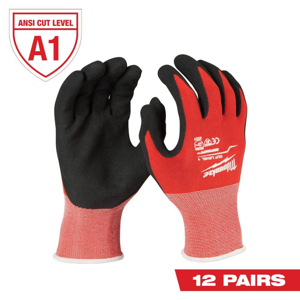 MILWAUKEE Cut Level 1 XXL Nitrile Dipped Gloves, Pack of 12