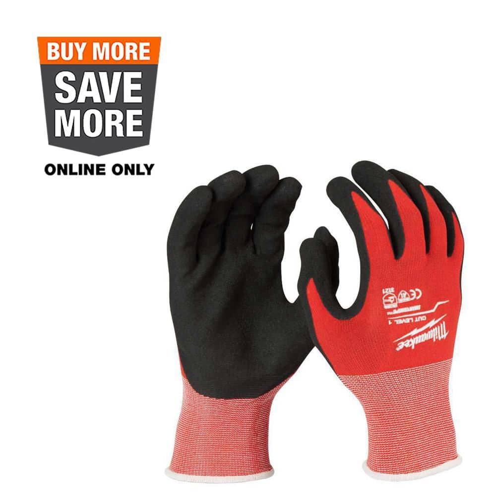 Milwaukee X-Large Red Nitrile Level 1 Cut Resistant Dipped Work Gloves (6-Pack)