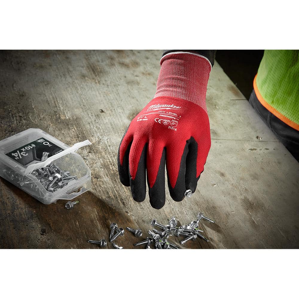 MILWAUKEE 2XL Nitrile Dipped Safety Work Gloves – Touchscreen Compatible, ANSI Abrasion Level 3