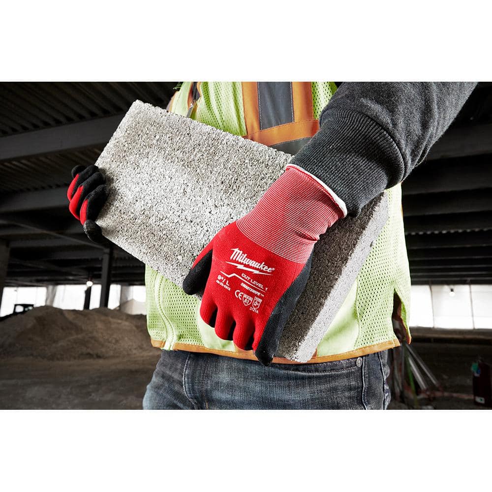 MILWAUKEE 2XL Nitrile Dipped Safety Work Gloves – Touchscreen Compatible, ANSI Abrasion Level 3