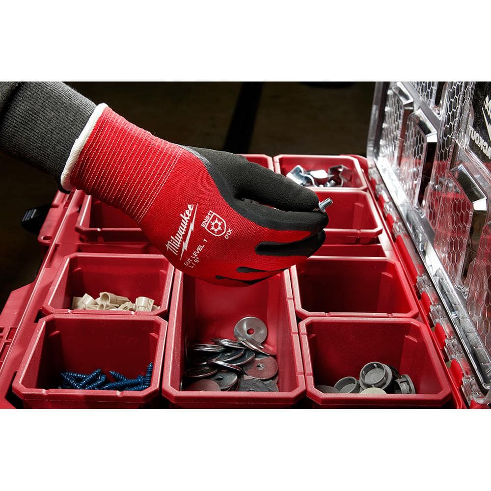 Milwaukee Large Red Latex Level 1 Cut Resistant Insulated Winter Dipped Work Gloves (2-Pack)