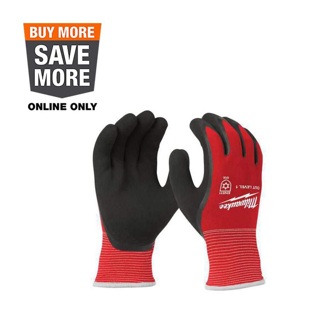 Milwaukee Large Red Latex Level 1 Cut-Resistant Insulated Winter Dipped Work Gloves (12-Pack)