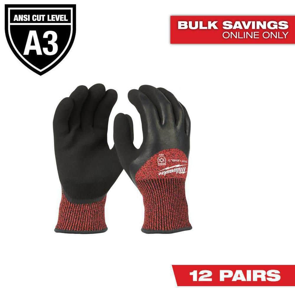 Milwaukee Medium Red Latex A3 Cut-Resistant Insulated Winter Dipped Work Gloves (12-Pack)