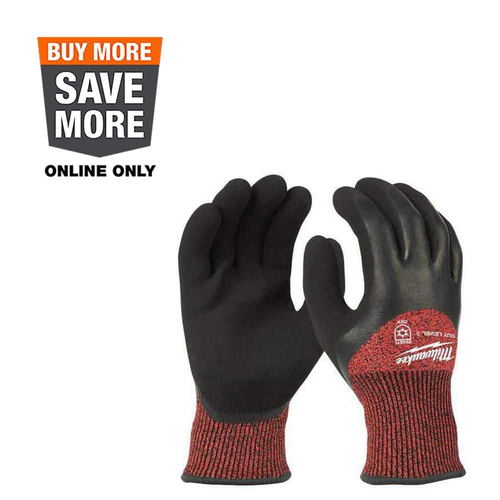 Milwaukee Large Red Latex Level 3 Cut Resistant Insulated Winter Dipped Work Gloves (2-Pack)