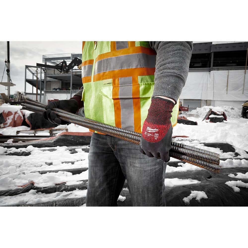 Milwaukee Large Red Latex Level 3 Cut Resistant Insulated Winter Dipped Work Gloves (2-Pack)