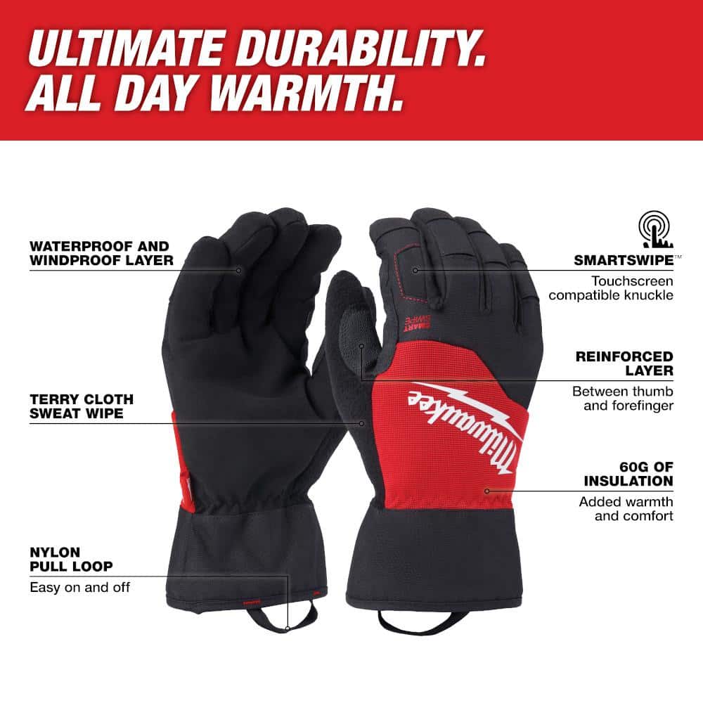 Milwaukee XX-Large Winter Performance Work Gloves, Model 48-73-0034