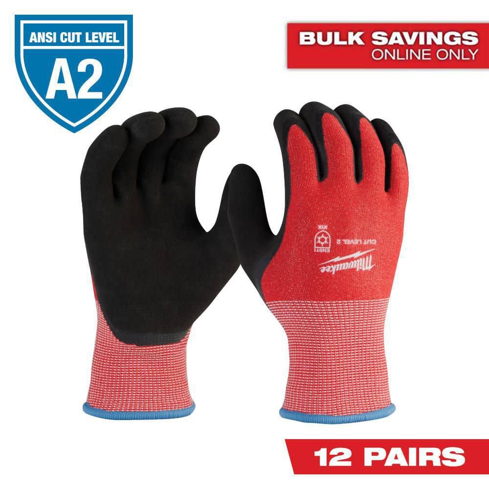 Milwaukee 2X-Large Red Latex Level 2 Cut Resistant Insulated Winter Dipped Work Gloves (2-Pack)