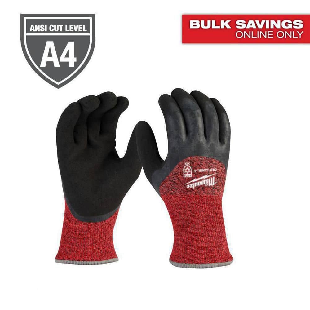 Milwaukee 2X-Large Red Latex Level 4 Cut Resistant Insulated Winter Dipped Work Gloves (2-Pack)