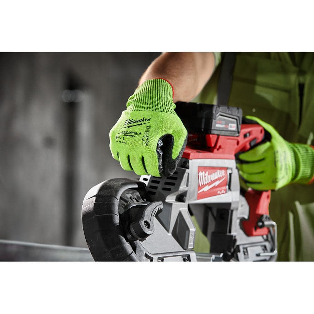 MILWAUKEE 2XL Seamless Knit Work Gloves with Polyurethane Palm Coating, Lime/Black (ANSI Abrasion 3)