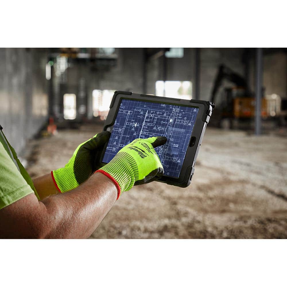 MILWAUKEE 2XL Seamless Knit Work Gloves with Polyurethane Palm Coating, Lime/Black (ANSI Abrasion 3)