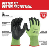 MILWAUKEE XL Smooth Polyurethane Palm-Dipped Work Gloves, Lime/Black – Touchscreen Compatible, ANSI Abrasion Level 3