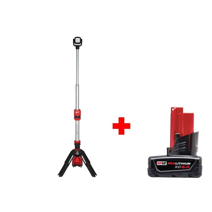 Milwaukee M12 12-Volt Lithium-Ion Cordless 1,400-Lumen ROCKET LED Stand Work Light with M12 4.0Ah Battery