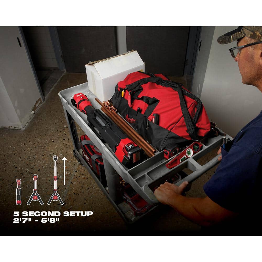 Milwaukee M12 12V Lithium-Ion Cordless 1400 Lumen ROCKET LED Stand Work Light with High Output 2.5Ah Battery