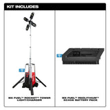 Milwaukee MX FUEL ROCKET Tower Light/Charger, 27,000 Lumens, 10-ft Motorized Mast (MXF041-1XC)