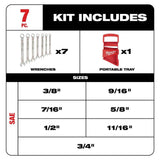 Milwaukee Combination SAE Wrench Mechanics Tool Set (7-Piece) – MAX BITE, I‑Beam Handles