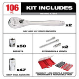 Milwaukee Combination SAE/Metric Wrench & Ratchet/Socket Mechanics Tool Set with PACKOUT Case, 136-Piece