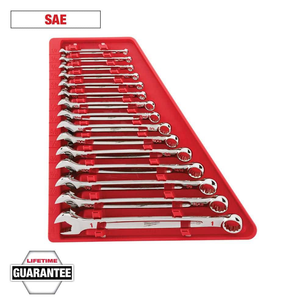 Milwaukee Combination SAE Wrench Mechanics Tool Set, 15-Piece (Model 48-22-9415)