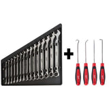 Milwaukee Combination Metric Wrench Mechanics Tool Set with Hook & Pick Set, 19-Piece (8–22 mm)