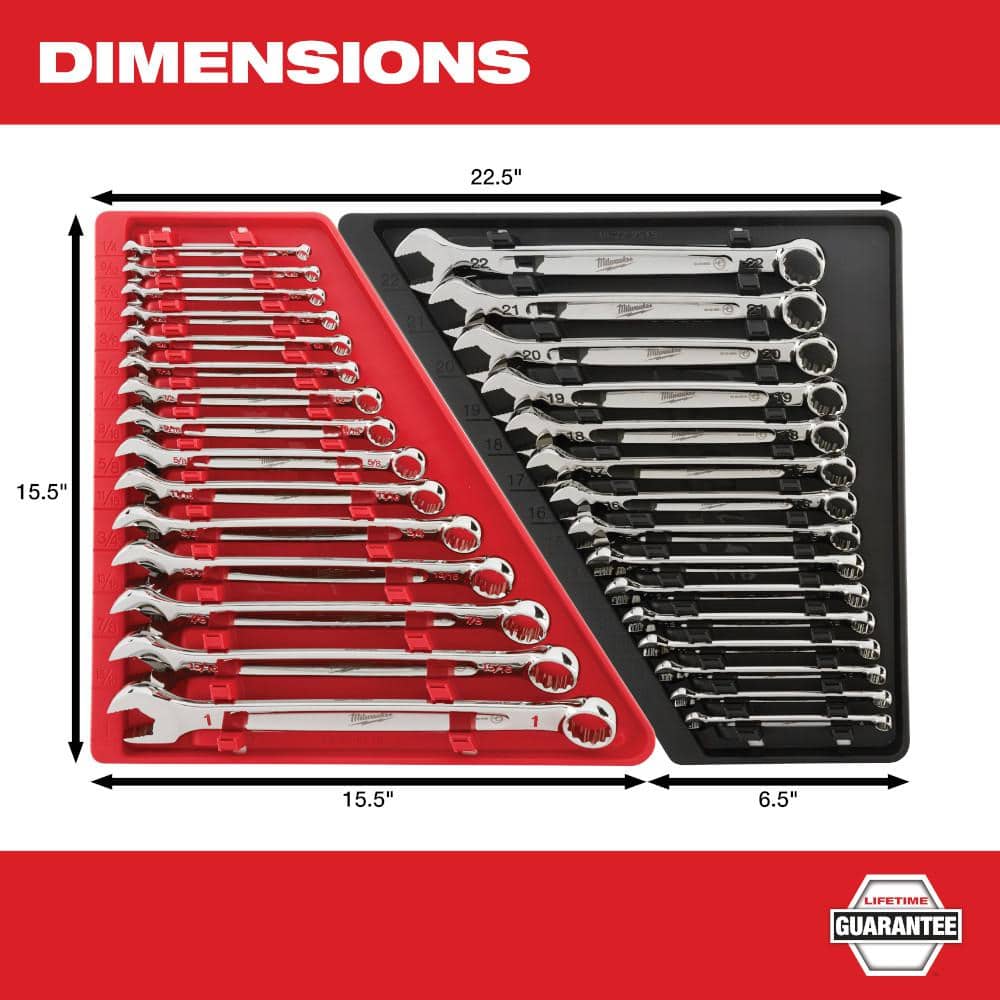 Milwaukee Combination Metric Wrench Mechanics Tool Set with Hook & Pick Set, 19-Piece (8–22 mm)