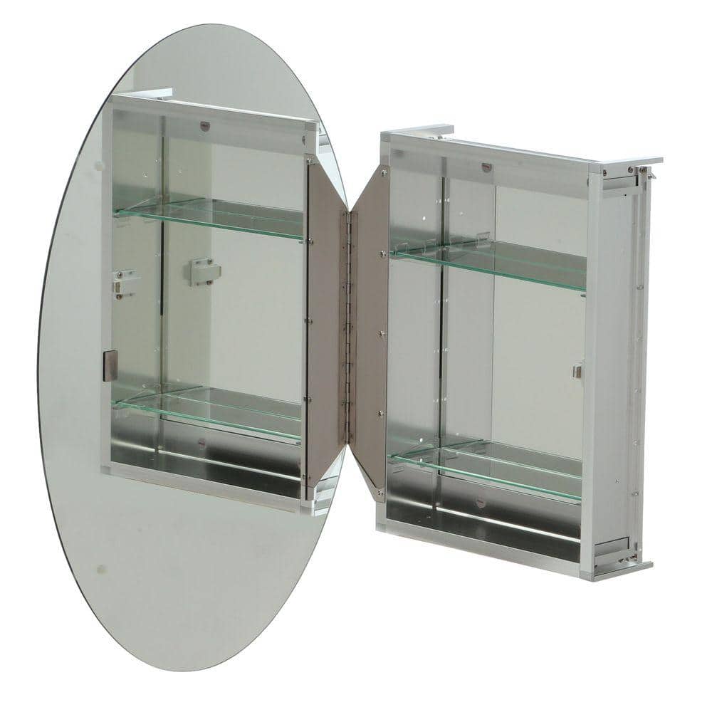 Croydex 21 in. W x 31 in. H Frameless Aluminum Surface-Mount Bathroom Medicine Cabinet with Easy Hang System