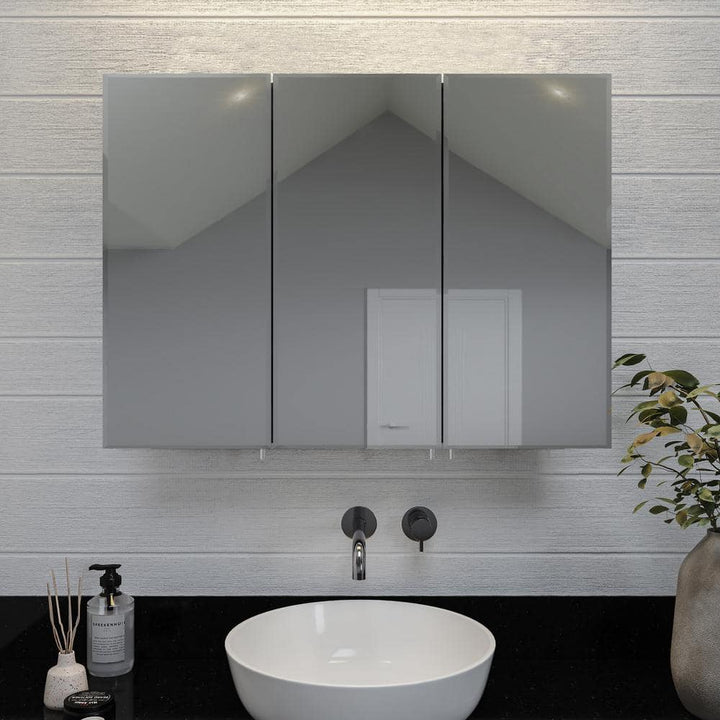 Croydex 36 in. W x 26 in. H x 5-1/4 in. D Frameless Aluminum Recessed or Surface-Mount Medicine Cabinet with Easy Hang System