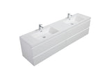 Miseno Aurora 84" Wall-Mounted Double Basin Vanity Set with 4-Drawer Cabinet and Acrylic Top (Sonoma Oak)
