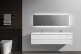 Miseno Aurora 84" Wall-Mounted Double Basin Vanity Set with 4-Drawer Cabinet and Acrylic Top (Sonoma Oak)