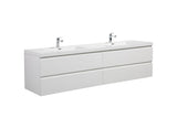 Miseno Aurora 84" Wall-Mounted Double Basin Vanity Set with 4-Drawer Cabinet and Acrylic Top (Sonoma Oak)