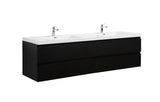 Miseno Aurora 84" Wall-Mounted Double Basin Vanity Set with 4-Drawer Cabinet and Acrylic Top (Sonoma Oak)